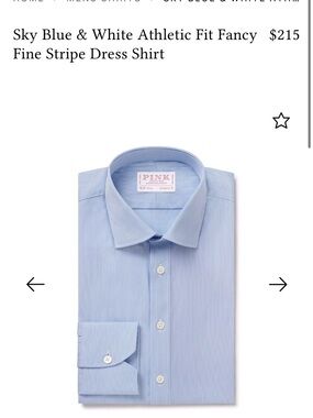 Thomas Pink Sky Blue & White Fine Stripe Dress Shirt